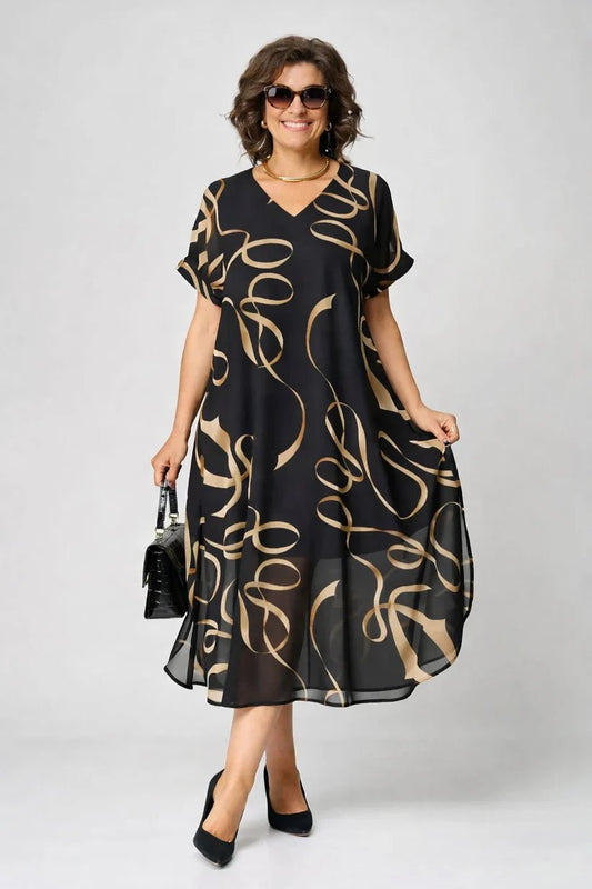 Robe Midi Élégante avec Imprimé pour Femmes - Emilia Lane