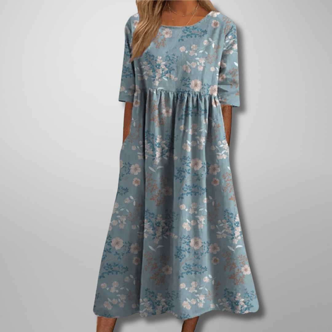 Robe Midi Imprimée à Col Rond pour Femmes - Emilia Lane