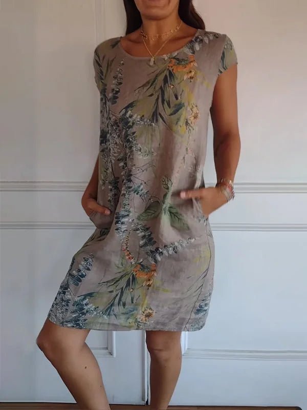 Robe Midi Imprimée à Manches Courtes pour Femmes - Emilia Lane