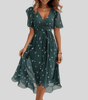 Robe Midi Imprimée Col V pour Femmes - Emilia Lane