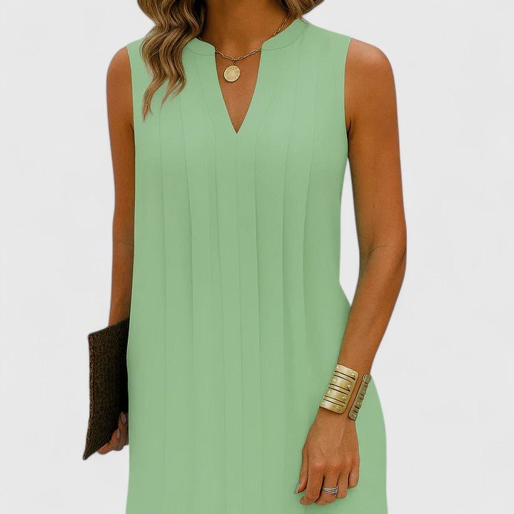 Robe midi sans manches à col en V pour femmes - Emilia Lane