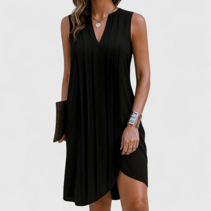 Robe midi sans manches à col en V pour femmes - Emilia Lane