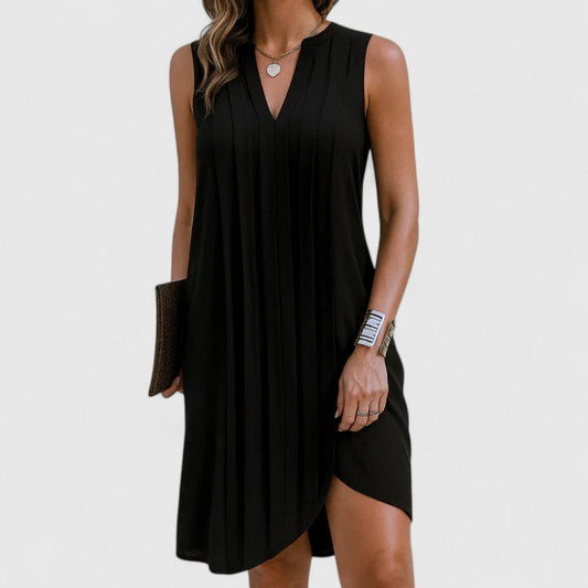 Robe midi sans manches à col en V pour femmes - Emilia Lane