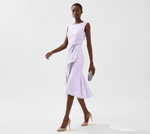 Robe Midi Sans Manches à Détail Drapé pour Femme | Idéale pour les Sorties - Emilia Lane