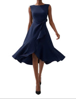 Robe Midi Sans Manches à Détail Drapé pour Femme | Idéale pour les Sorties - Emilia Lane