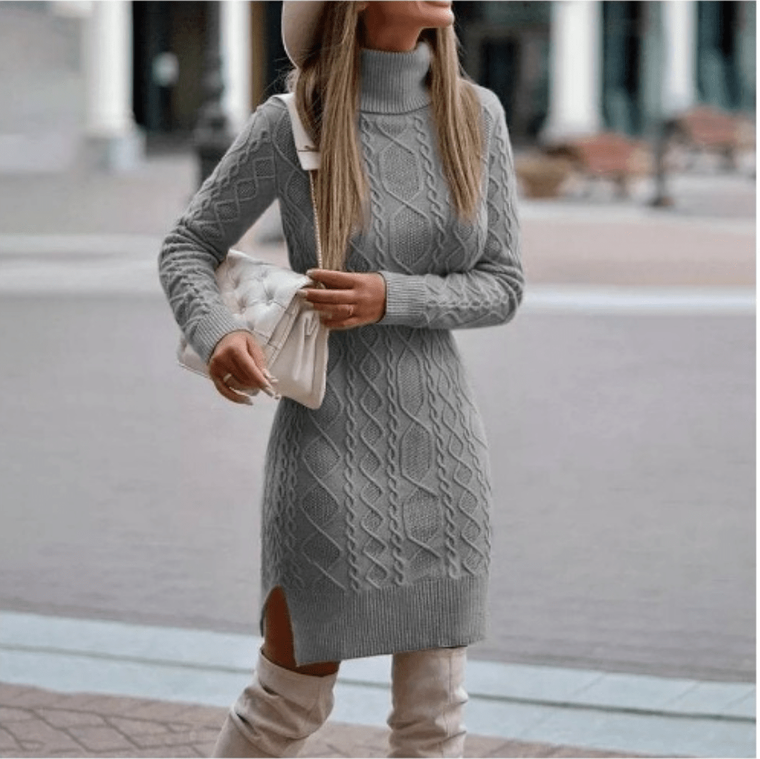 Robe Pull Col à Revers à Manches Longues pour Femme - Emilia Lane