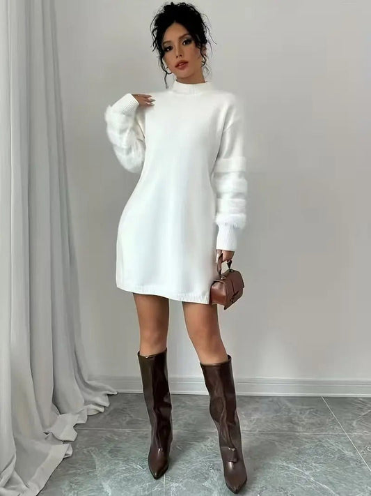 Robe Pull Mini en Maille à Manches Longues et Coupe Ample pour Femme - Emilia Lane