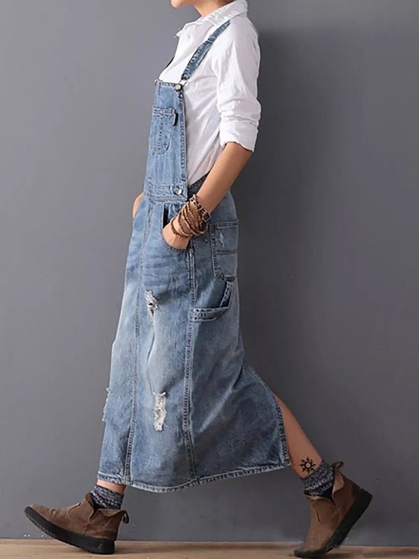 Robe Salopette Longue en Jean pour Femmes - Emilia Lane