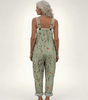 Salopette Femme Ample à Imprimé Floral Vert avec Bretelles Réglables et Poches - Emilia Lane