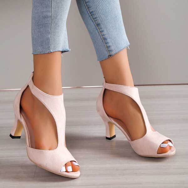Sandales à Talons Simples en Suède pour Femmes - Emilia Lane