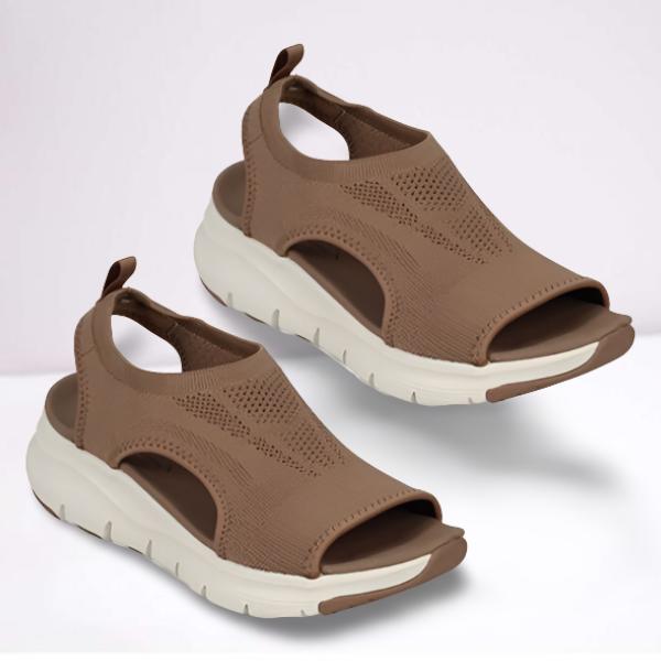 Sandales Compensées en Maille et Semelle Orthopédique pour Femme | Idéales pour l'Été
