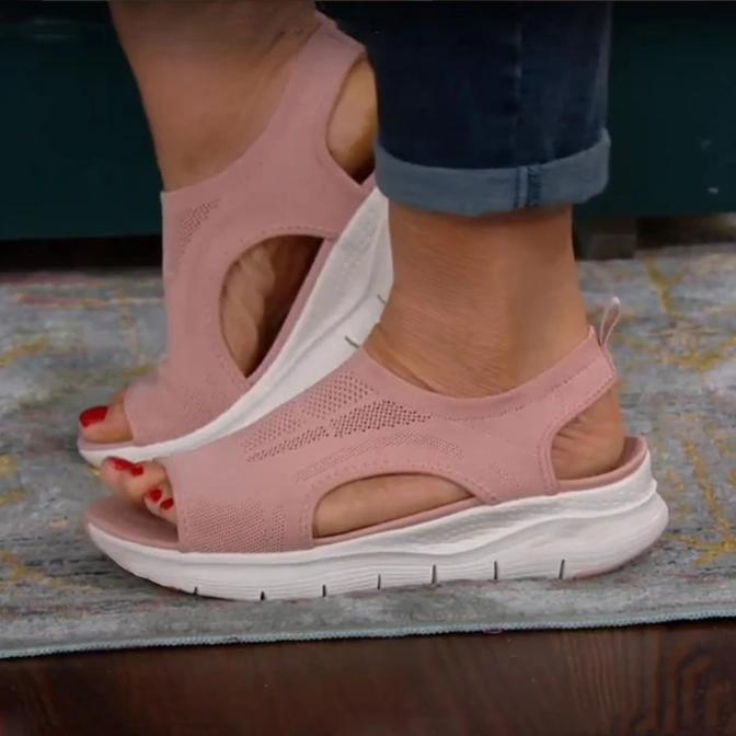 Sandales Compensées en Maille et Semelle Orthopédique pour Femme | Idéales pour l'Été