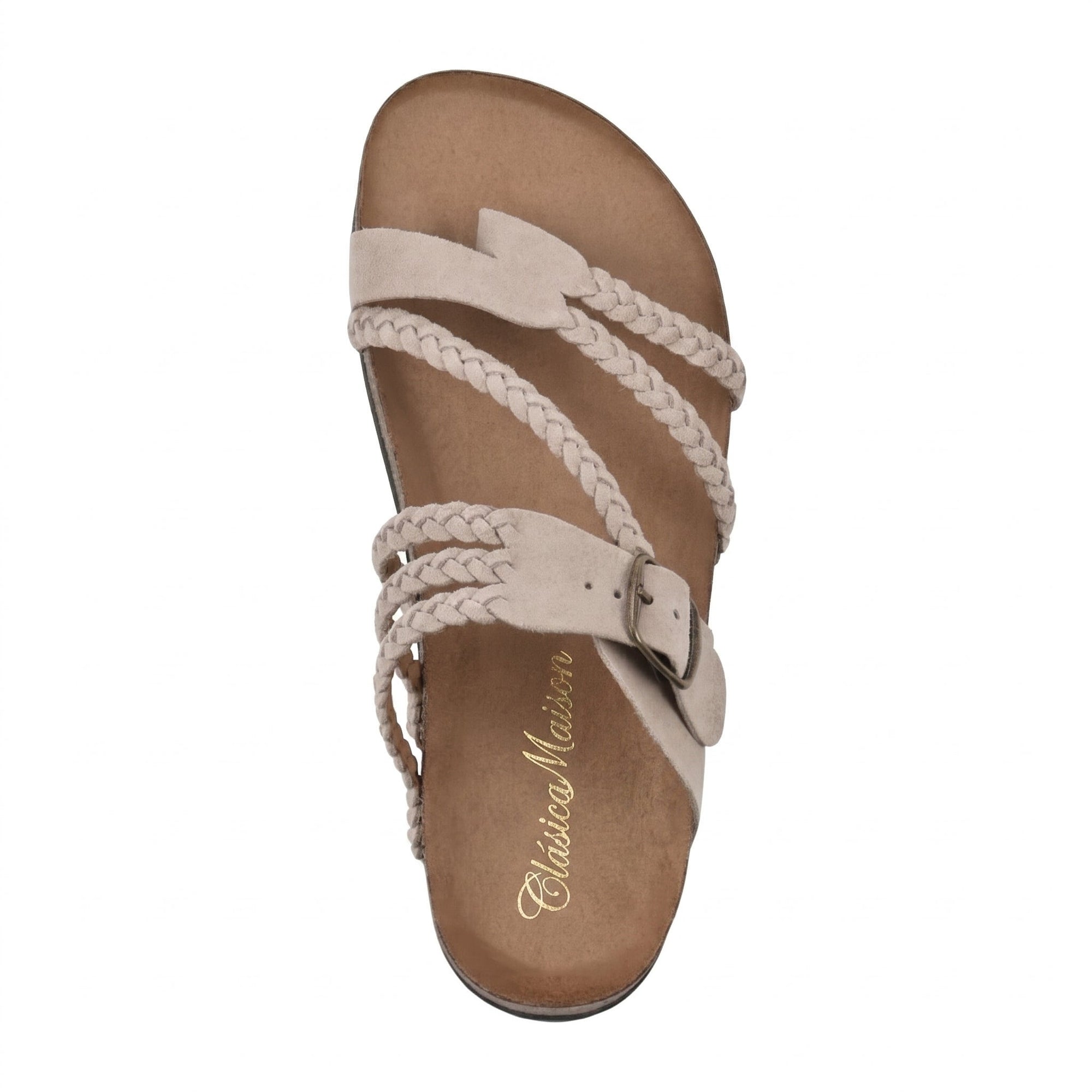 Sandales Plates Tressées à Boucle Ajustable pour Femme - Emilia Lane
