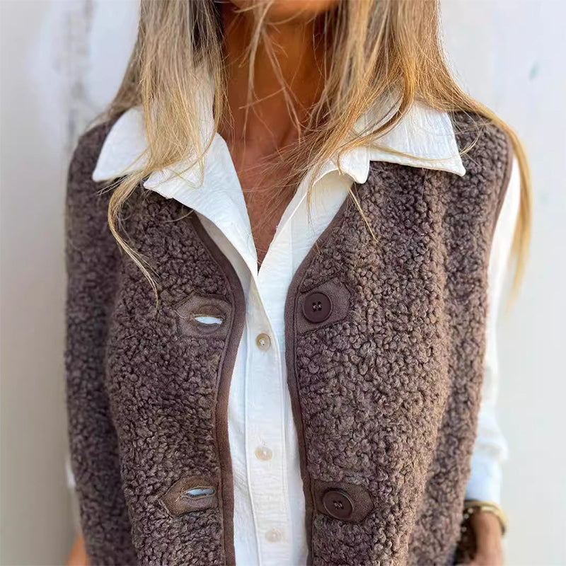Gilet Sans Manches en Polaire Sherpa pour Femme