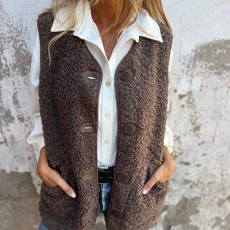 Gilet Sans Manches en Polaire Sherpa pour Femme