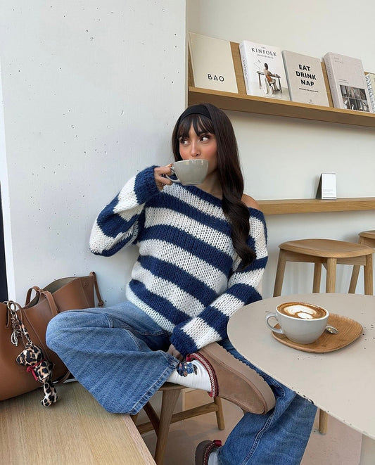 Cardigan Long à Rayures pour Femmes