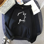 Sweat à Capuche Imprimé Chat Style Minimaliste pour Femmes - Emilia Lane