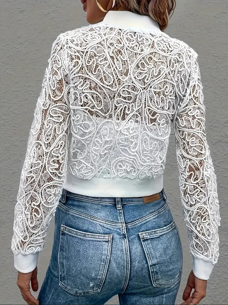 Veste bomber courte en dentelle pour Femmes - Emilia Lane