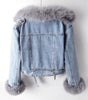 Veste en Denim à Col en Fausse Fourrure pour Femmes - Emilia Lane