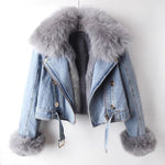 Veste en Denim à Col en Fausse Fourrure pour Femmes - Emilia Lane