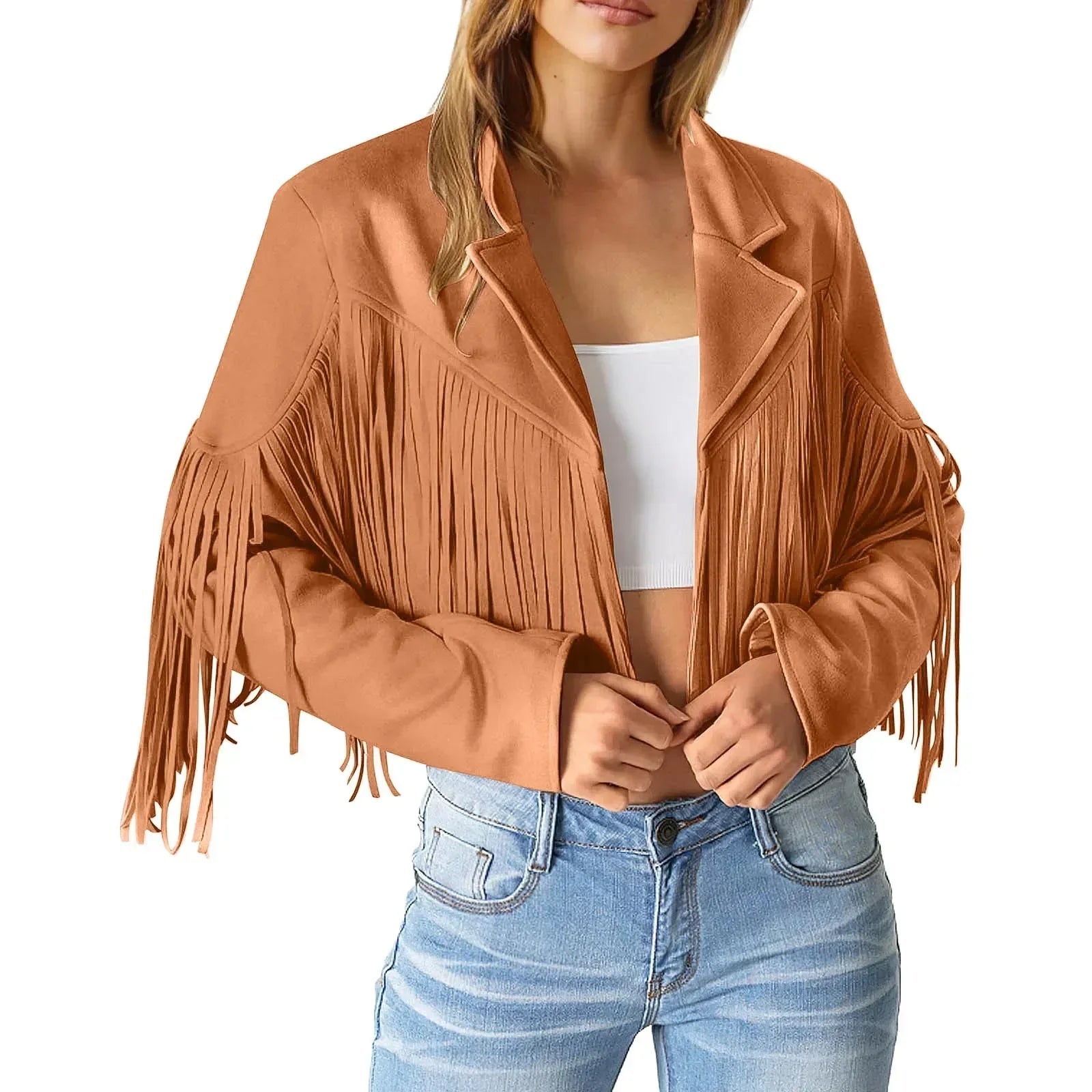 Veste en Suède avec Franges pour Femmes - Emilia Lane