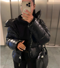 Doudoune Oversize Matelassée Brillante à Capuche pour Femme