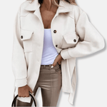 Veste Surchemise Longue en Laine Pour Femmes - Emilia Lane