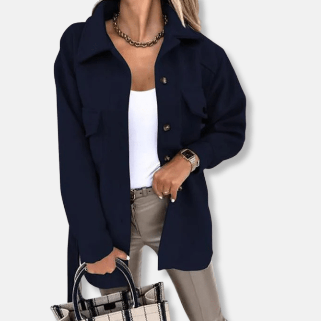 Veste Surchemise Longue en Laine Pour Femmes - Emilia Lane