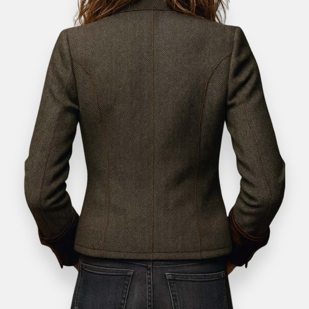 Veste Tweed à Détails en Velours pour Femmes - Emilia Lane